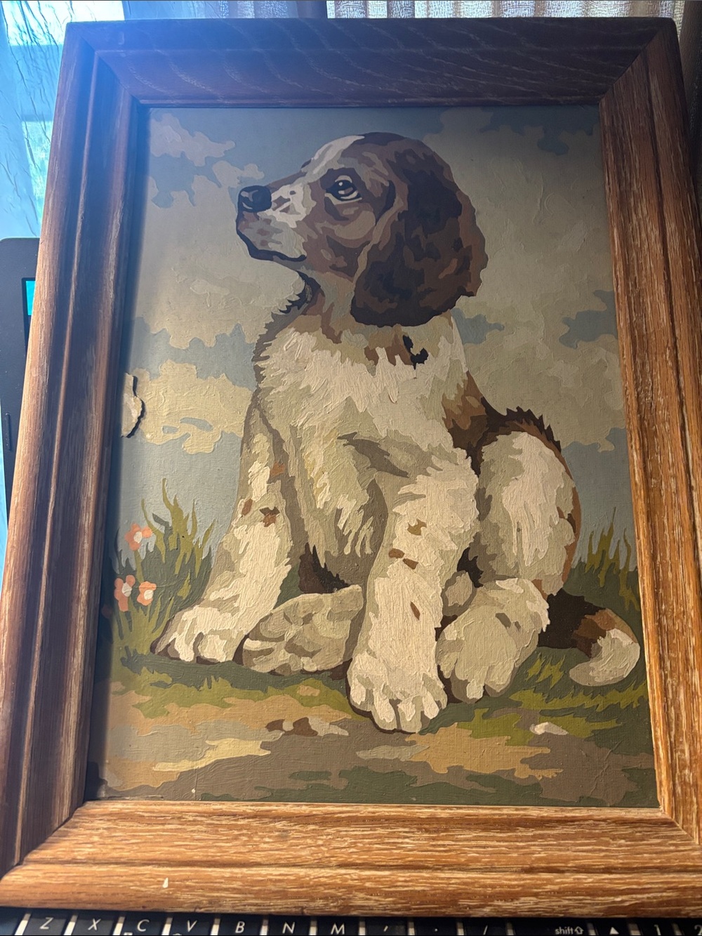 Vintage paint by numbers of sweet puppy